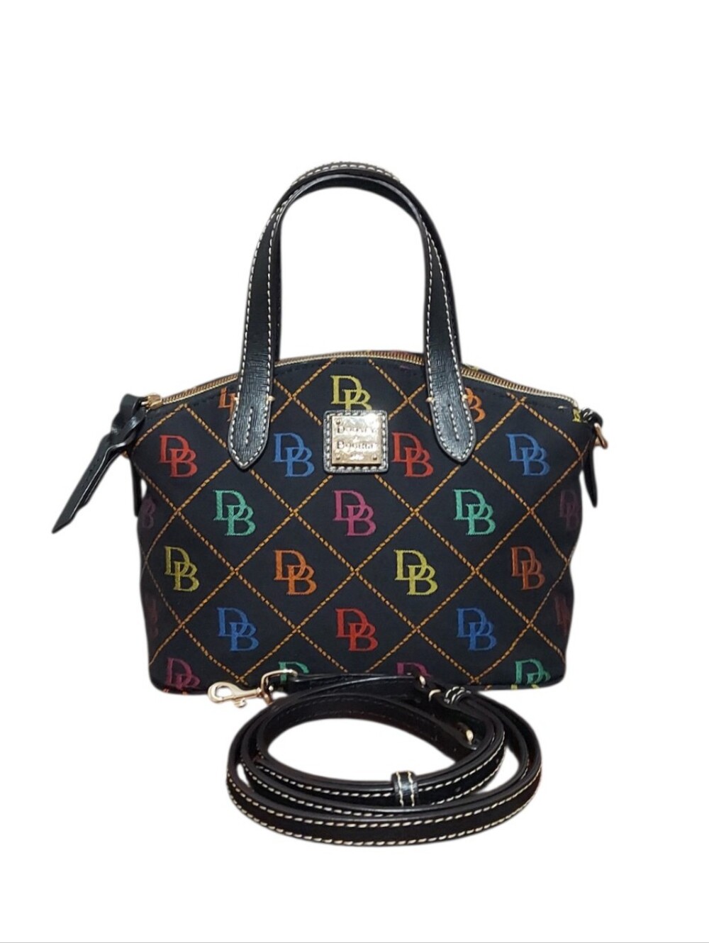 Dooney & Bourke 1975 Aniv. Rainbow DB Logo Zip Satchel Crossbody Like New